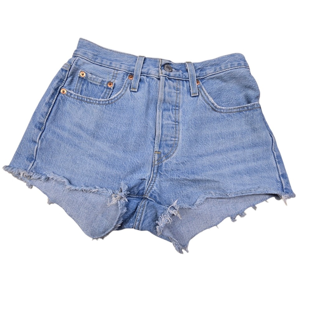 Levi's 501 Cut Off Denim Shorts Women's 24 (25"w x 2"L) Button Fly Stretch Blue